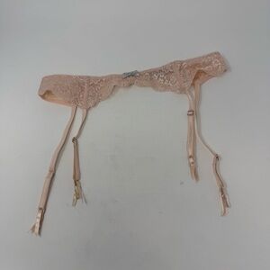 Victoria's Secret Pale Pink and Silver Bow Dream Angels Lace Sparkle Garter Belt